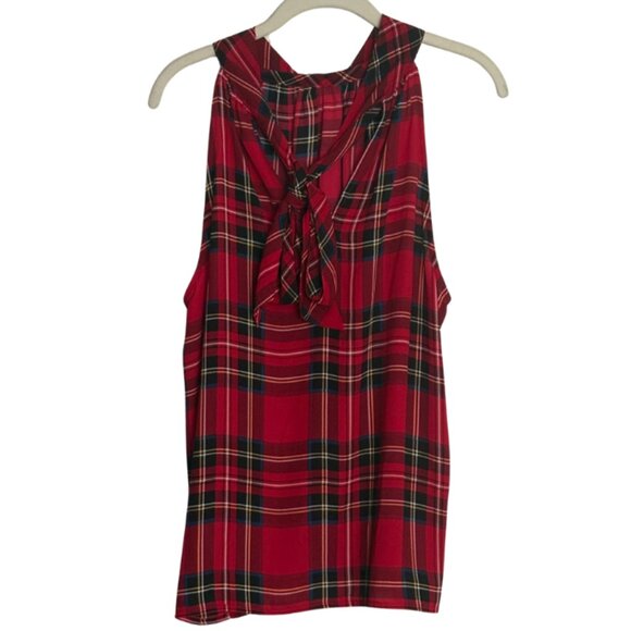J. Crew Red Plaid Sleeveless Halter Neck Women's Size 12 NWOT - Picture 4 of 9